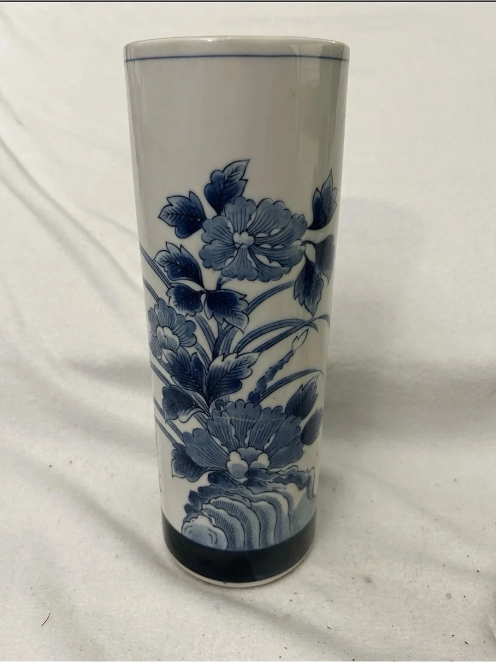 Andrea By Sadek Blue and White Floral Porcelain Vase